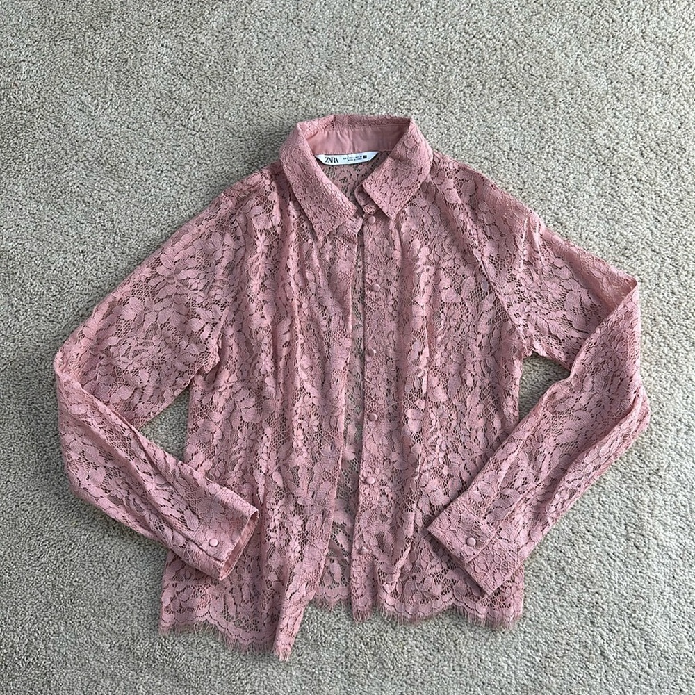 Zara lace button up blouse